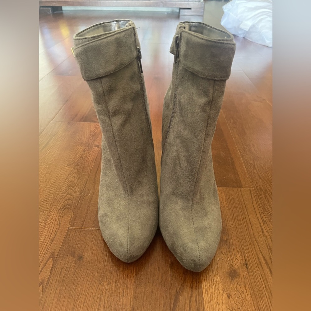 Michael Antonio Grey Suede High Heel Ankle Boots